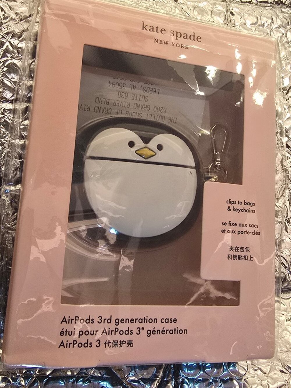 NIB Kate Spade Penguin Silicon Airpod Case